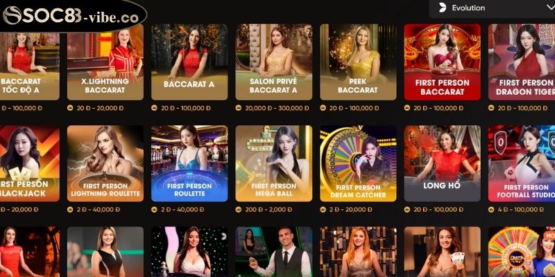 Casino Evolution SOC88 Thiên Đường Giải Trí Đẳng Cấp 2025 1 Điều tạo nên sức hút của Casino Evolution SOC88